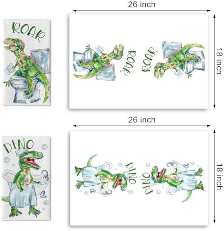Dinosaur Bath Kitchen Towels Set of 2 for Kids