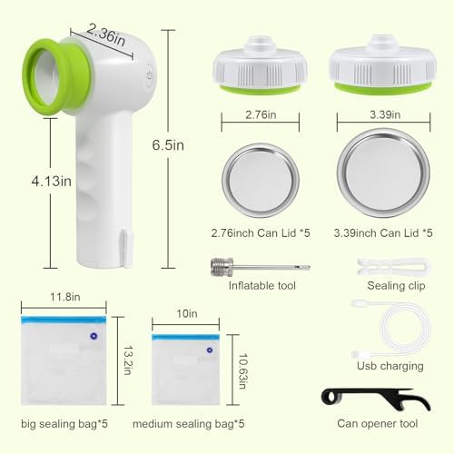 Coocake Electric Mason Jar Vacuum Sealer Handheld for Fermentation Freshness