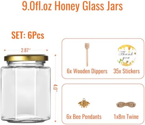 9 Oz Glass Honey Jars Delight