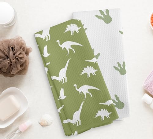 Fascinating Boys Dino Towels Sage Green Kitchen Bathroom Decor Set