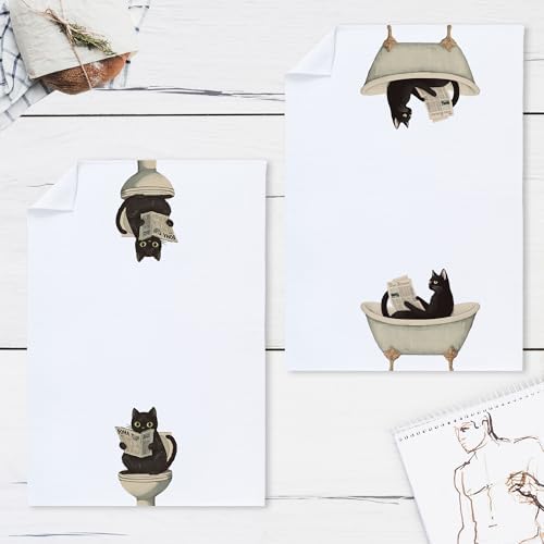 Funny Black Cat Hand Towels Set of 2 16x24 Inch 1