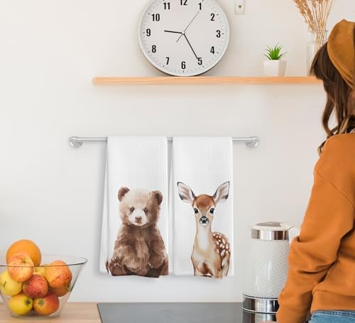Stylish Bear Deer Forest Kitchen Towels Set Perfect Baby Boy Gift