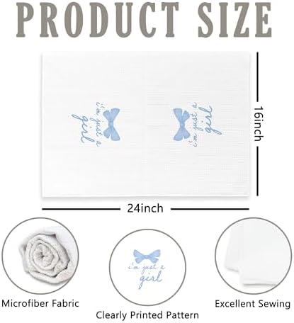 Coquette Trendy Blue Bows Kitchen Towels - 16x24