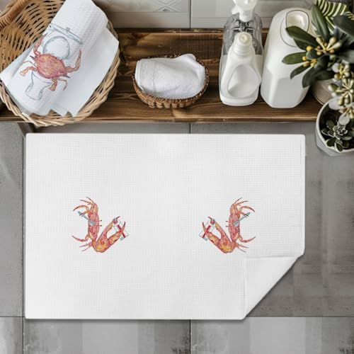 Crab Hand Towels Ocean Decor