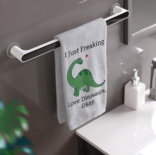 HIWX Dinosaur Kitchen Bath Towel 16x24 Cotton Waffle Print