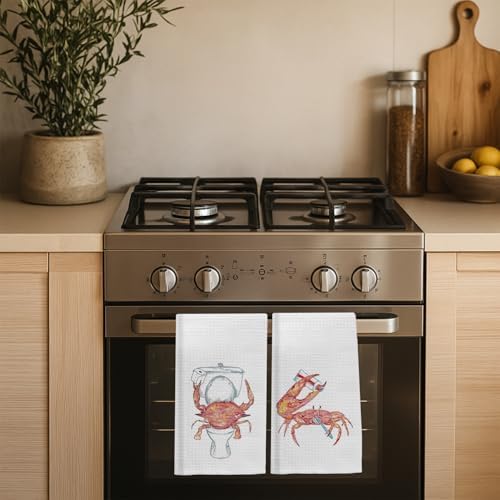 Crab Hand Towels Ocean Decor