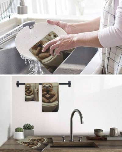 Habtucy Funny Sloth Dish Towels Set
