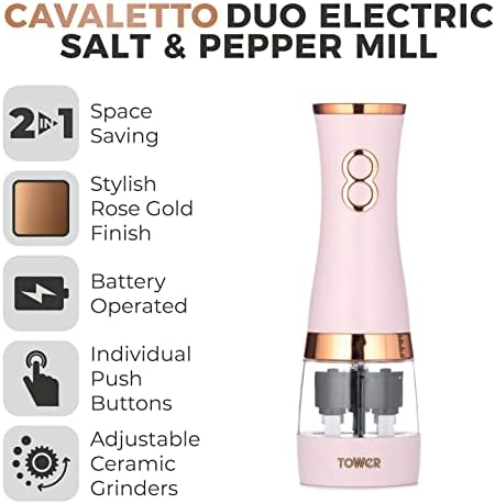 Tower T847004 Pink and Rose Gold Salt and Pepper Mill