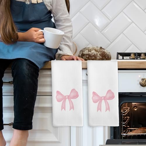 Coquette Pink Bow Set of 2 - Girls Kitchen Towels