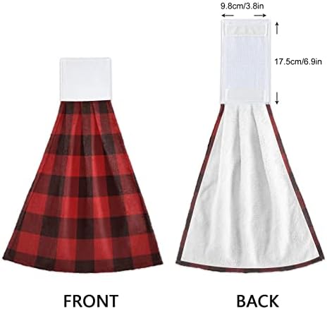 Kcldeci Red Black buffalo Check Plaid 2-Piece Kitchen Hand Towels