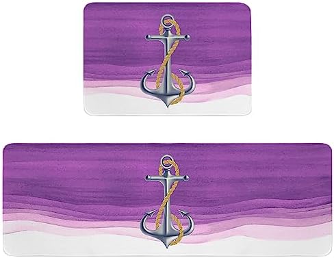 Anchor Purple Kitchen Rug 2PCS Set