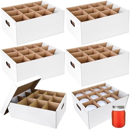 6-Piece Mason Jar Storage Box Set Durable White