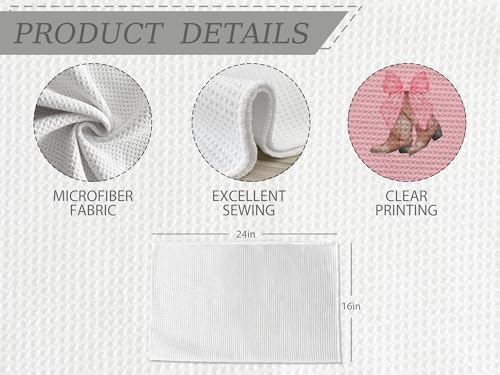 Preppy Kitchen Towels Set of 4 Pink Cherry Decor