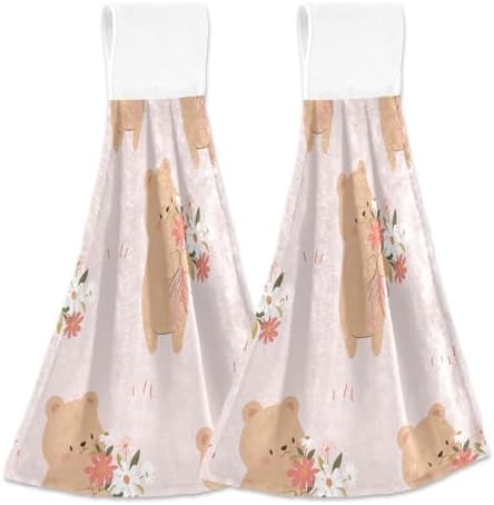 Exclusive OTVEE Bear Holding Flower Bouquet Kitchen Towels for Home Kitchen Use