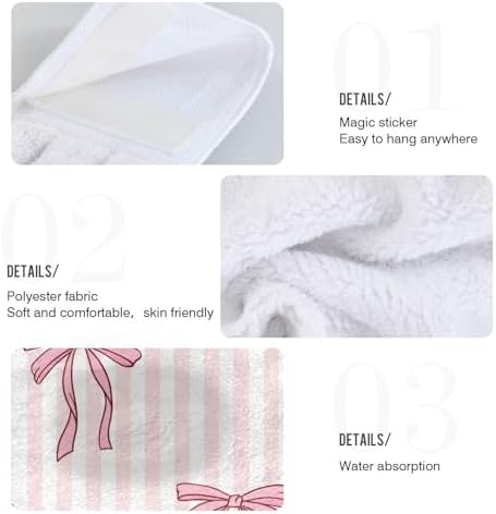 OTVEE Pink Ribbon and Bow Kitchen Towels Fast Drying Durable