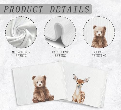 Stylish Bear Deer Forest Kitchen Towels Set Perfect Baby Boy Gift