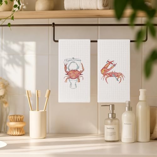 Crab Hand Towels Ocean Decor