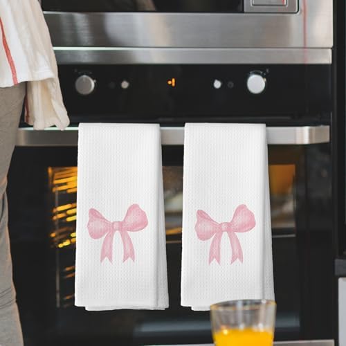 Coquette Pink Bow Set of 2 - Girls Kitchen Towels
