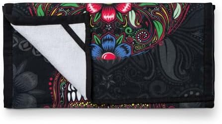 Calavera Skull Kitchen Towels Set - 100 Cotton Dual Weave Halloween Housewarming Gifts Black