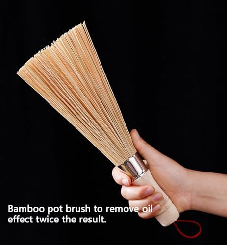 3-Piece Bamboo Cleaning brushes for Kitchen Woks and more
