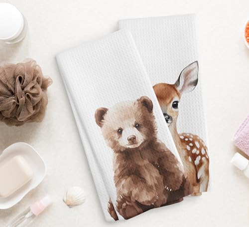 Stylish Bear Deer Forest Kitchen Towels Set Perfect Baby Boy Gift