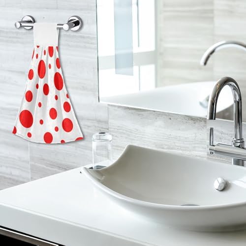 Red Polka Dot Pattern Hanging Kitchen Towels Hand Towel Fast Drying