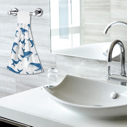 Blue Whales Hanging Kitchen Towels