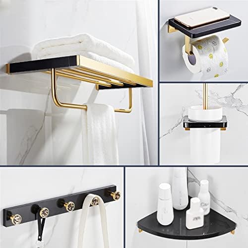 Stoned Black Marble Bathroom Towel Bar Set
