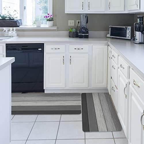 Gray Ombre Kitchen and Bathroom Rugs Set