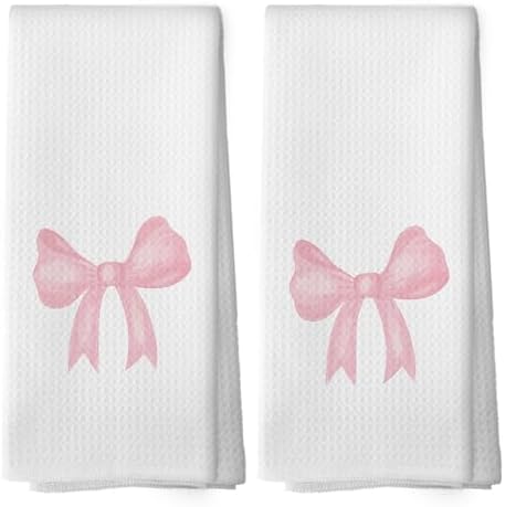 Coquette Pink Bow Set of 2 - Girls Kitchen Towels