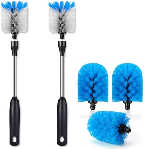 MOSOLAN Water Bottle Brush 2 Pack with 3 Replacement Heads