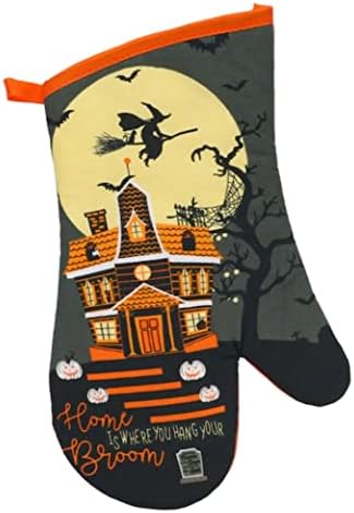 Greenbrier Halloween Kitchen Linen Set 5-Piece - Orange Black Yellow Dishcloth Bundle