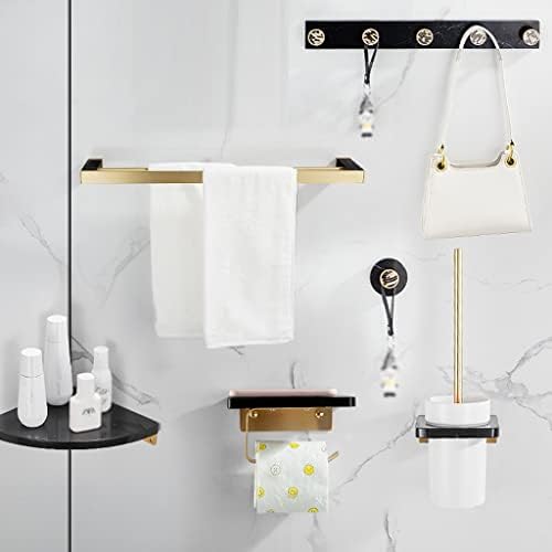 Stoned Black Marble Bathroom Towel Bar Set