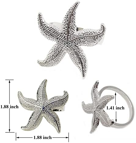 Sturdy 6-Piece Metal Napkin Rings - Starfish Design