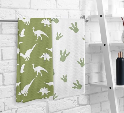 Fascinating Boys Dino Towels Sage Green Kitchen Bathroom Decor Set