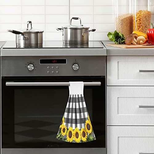 KCldeci Sunflower Hanging Towels Kitchen Dish Towels Set of 2