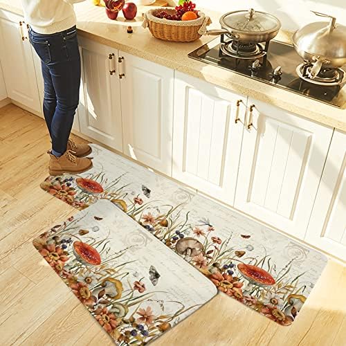 Fall Kitchen Rug Set 2PCS Non-Slip Soft Absorbent Mats