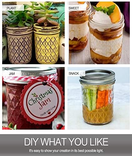 VERONES Mason Jars Set 8 oz Perfect for Jam Honey