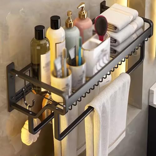 Black Towel Rack with Towel Holder for Bathroom