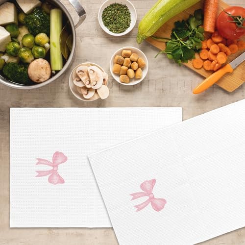 Coquette Pink Bow Set of 2 - Girls Kitchen Towels