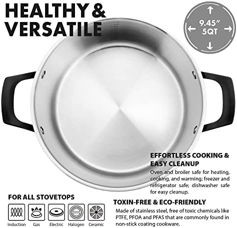 GrandTies 5QT Marquina Black stainless steel casserole pot