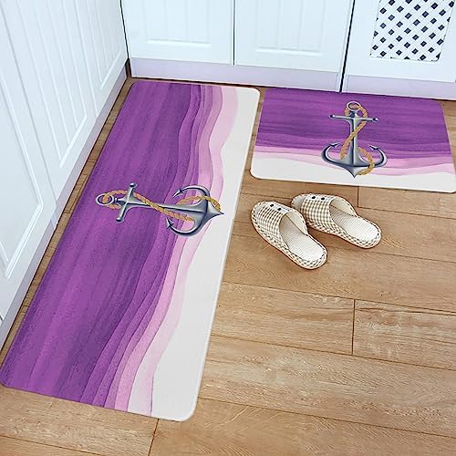Anchor Purple Kitchen Rug 2PCS Set