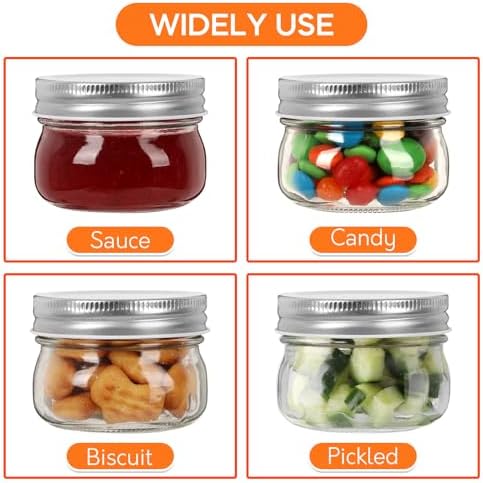 24 Pack 4 Oz Mason Jars With Silver Lids