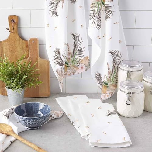 ZOE GARDEN Tropical Palm Leaves Kitchen Towels 2-Pack