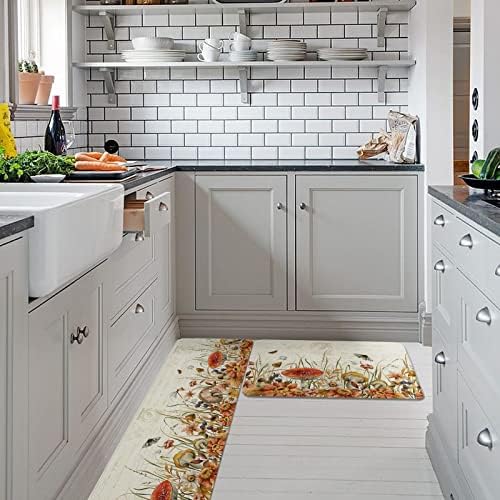 Fall Kitchen Rug Set 2PCS Non-Slip Soft Absorbent Mats