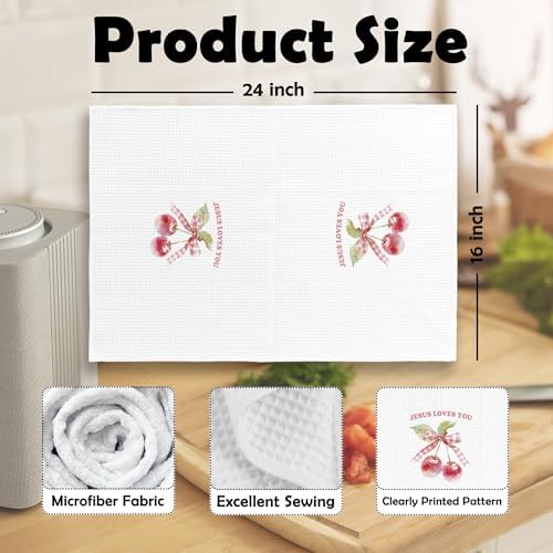 Coquette Bow Christian Dish Towels Set of 2 Pink Girly Kitchen Essentials