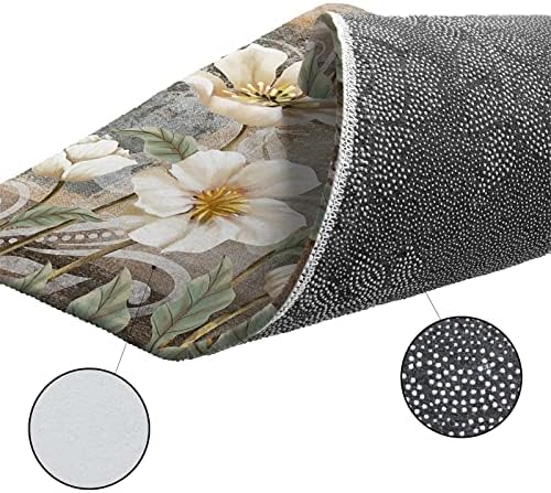 Carosoffe White Flower Kitchen Bathroom Runner Set