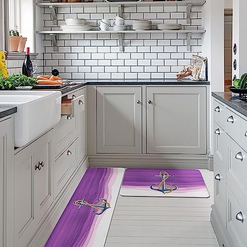 Anchor Purple Kitchen Rug 2PCS Set
