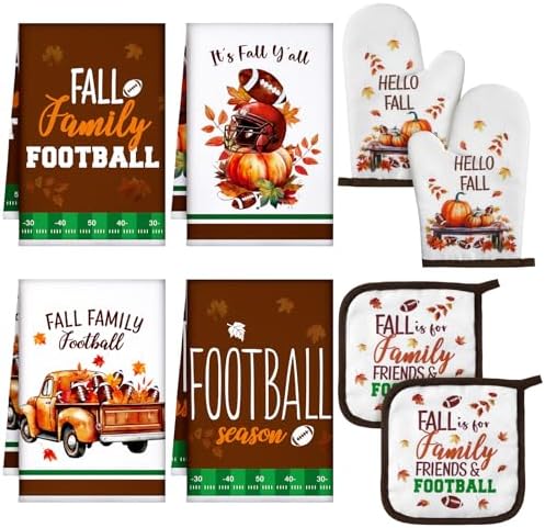 Bencailor 8-Piece Football Kitchen Pootholders Oven Mitts Set