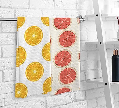NOQL Cute Grapefruit Orange Pattern Kitchen Towels Set of 2
